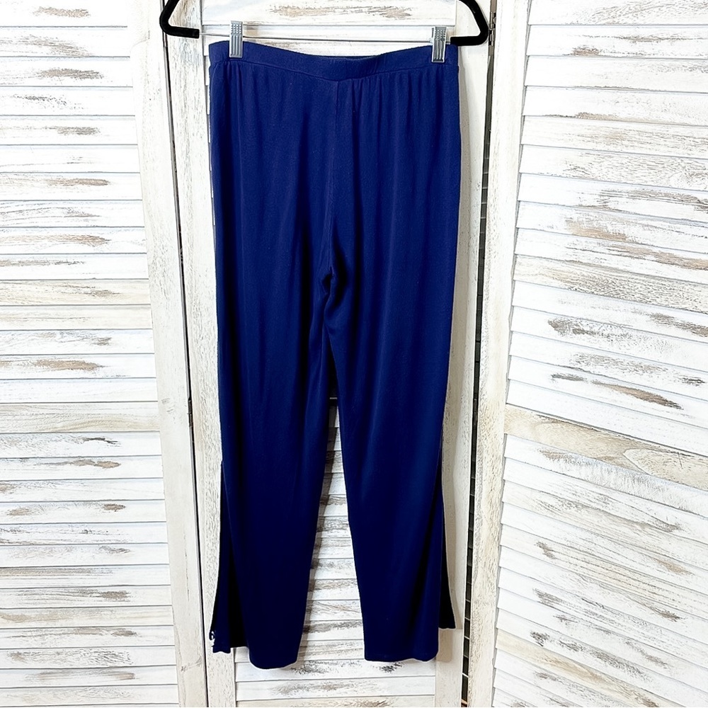 Retro Stripe Wide Leg Pants Blue Side Slit Lounge Pants S - Picture 8 of 8
